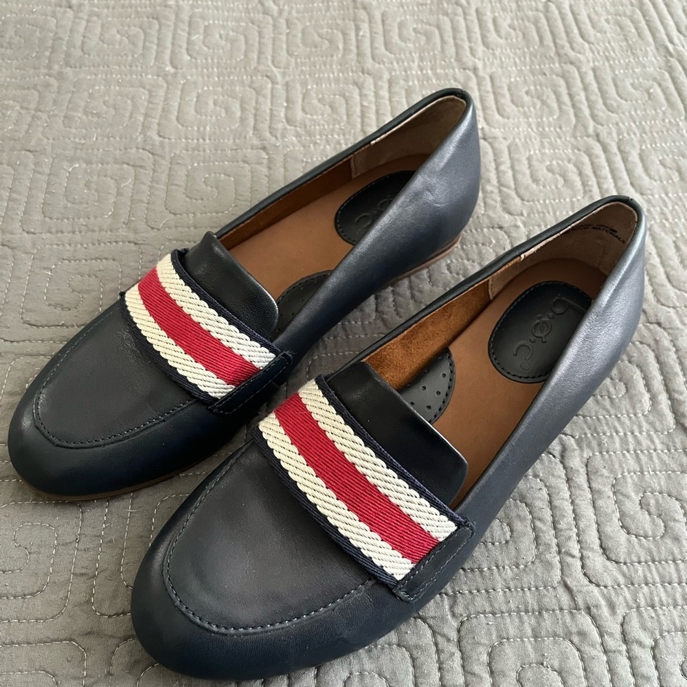 Women's B.O.C Black Loafers with Red and White Stripes